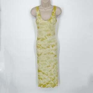 Enza Costa REVOLVE Tie Dye Tank Dress Bodycon Silhouette NEW Size M Yellow White